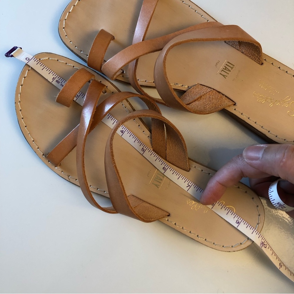 **NO SIZE TAGS* SEYCHELLES Tan Unisex Toe Strap Flat Women’s Multi Strap Sandals - Picture 7 of 7